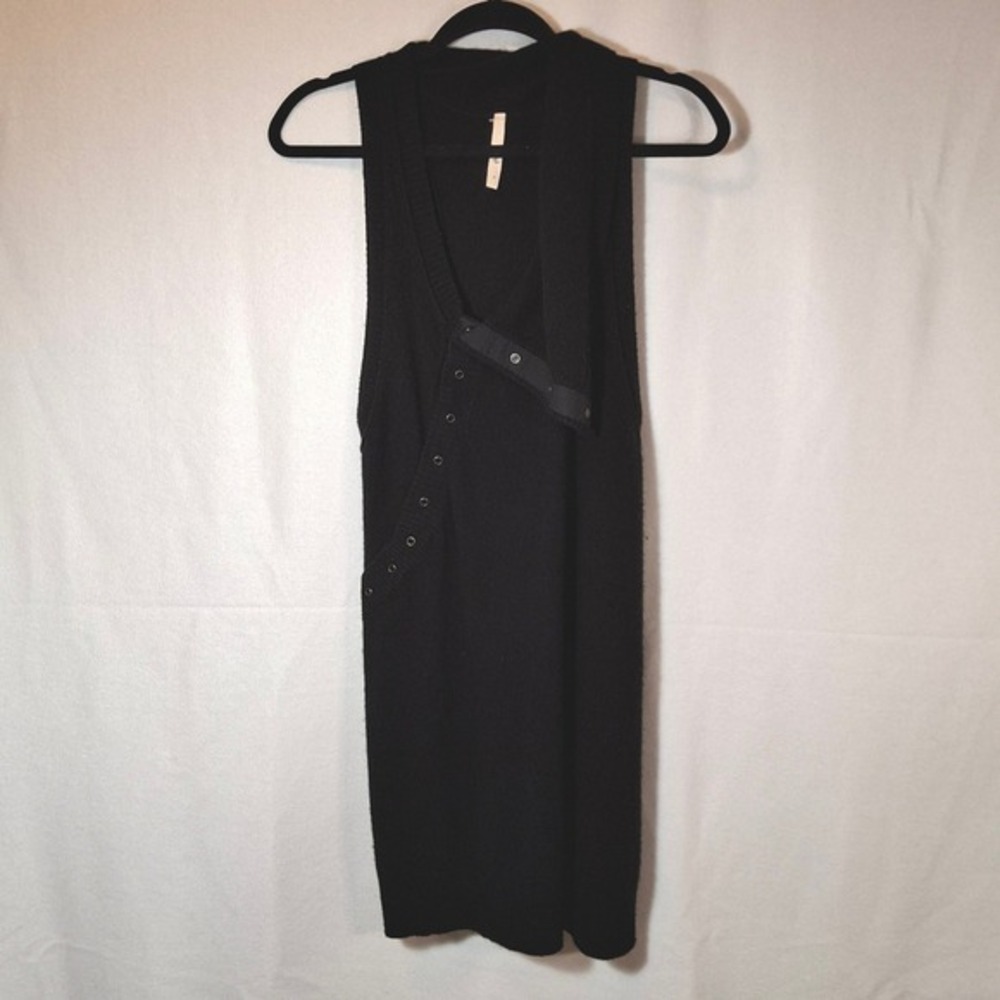 Oonagh Nanette Lepore Black Cashmere Sleeveless Asymmetrical Sweater Dress S